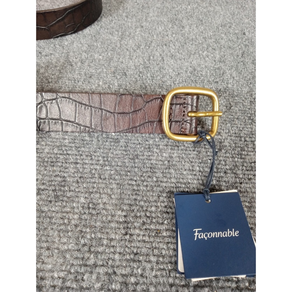 Façonnable Mens Made In Italy Leather Golf Belt Faux Croc Design Brown Size 32US - Picture 2 of 7